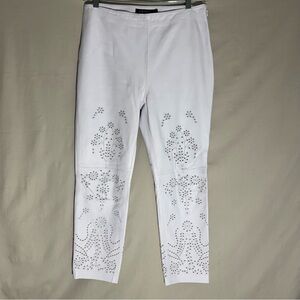Lauren Ralph Lauren White Leather Laser Cut Pants Women’s Size 8